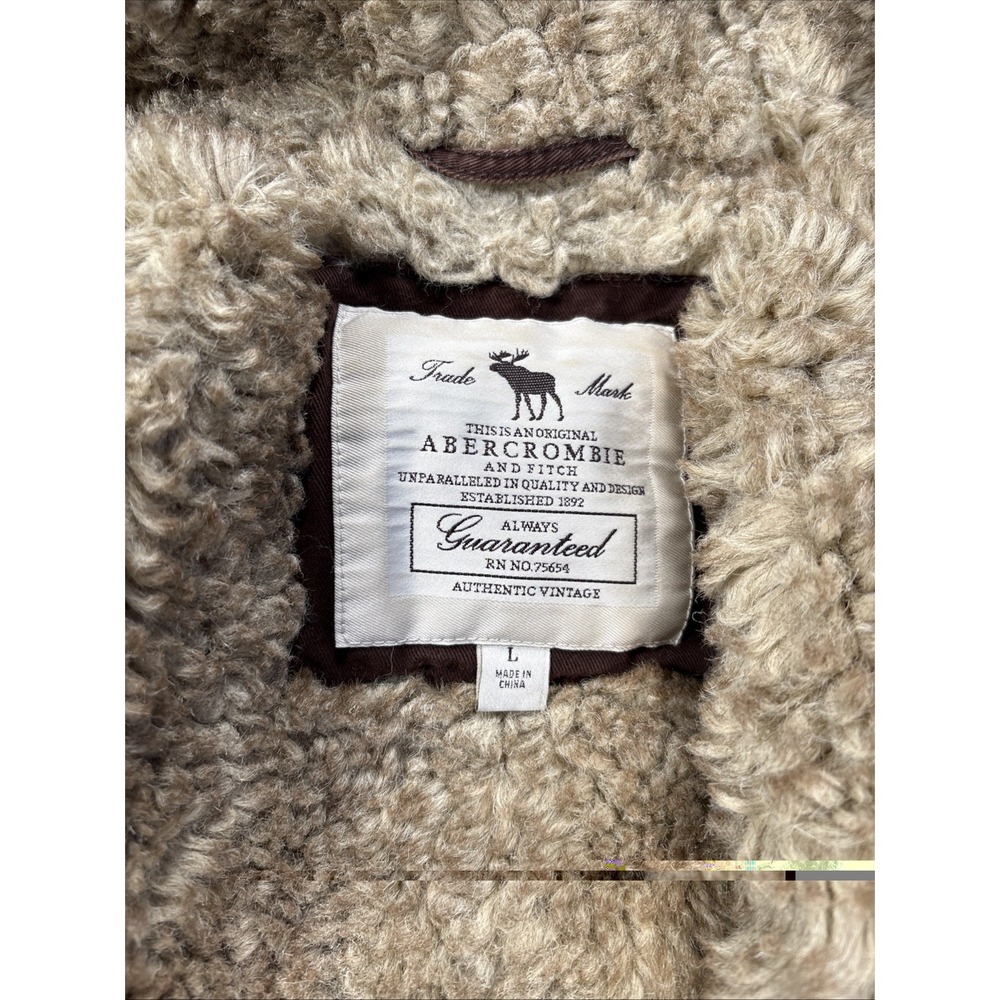 Vintage Abercrombie & Fitch Jacket Womens Large Brown Faux Fur Lined Bomber Y2K - Picture 3 of 11